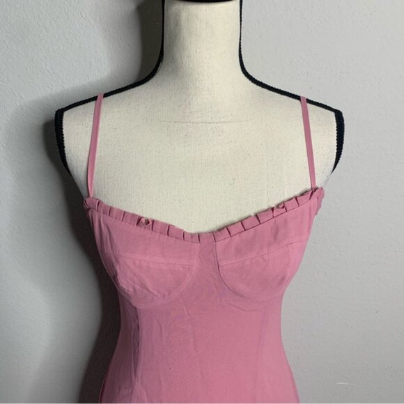 Reformation Aiko Pink Pleated Hem Midi Dress - Picture 4 of 14